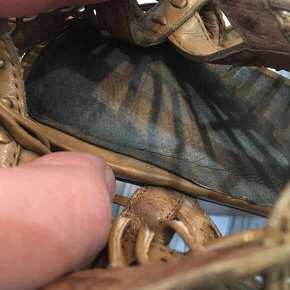 JOIE Tan Leather Gladiator Lace-Up Woven Wedge Sandals - Picture 8 of 8